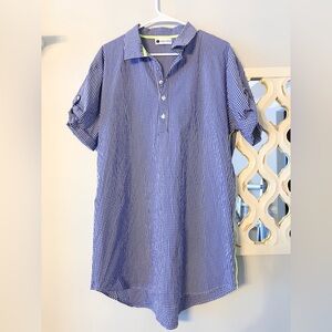 Caryn Lawn Jackie Plaid Oversized Collared Shirt Dress